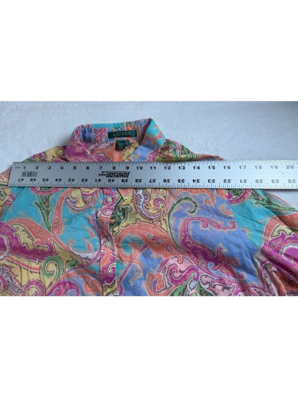 LAUREN RALPH LAUREN Womens Multicolor Paisley Button Down Shirt 1X Long Sleeve - Picture 6 of 8